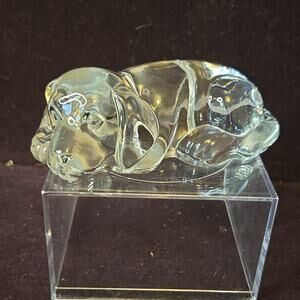 Princess House "Sleeping Dog" 24% lead crystal figurine